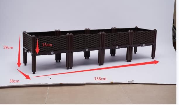 4pcs Elevated Planter Box Raised Garden Bed Brown Yard Vegetable Flower Grow Decor kit (Four combined sizes 61.41 * 15.35 * 14.96inch)