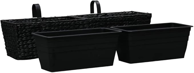Planter Set of 2 Black Water Hyacinth Steel Cage Welded Wire Garden Baskets for Potted Plants Galvanized Mesh for Patio Cages for Stones Landscape