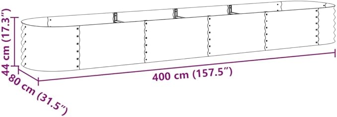 Outdoor Garden Raised Bed Galvanized Steel Garden Planter Box Metal Planter Box for Gardening Vegetables Flowers Herb 157.5x31.5x17.3 Galvanized Steel Gray-755