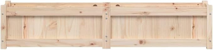 Garden Planter Set of 2 Natural Solid Pine Wood Rustic Finish 59.1 inch Rectangular Raised Garden Bed for Outdoor Plants High Capacity