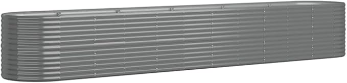 Large Oval Garden Raised Bed Grey Powder-Coated Steel Planter for Outdoor Plants 173.2x31.5x26.8 Inch Tall Raised Garden Bed Built to Last