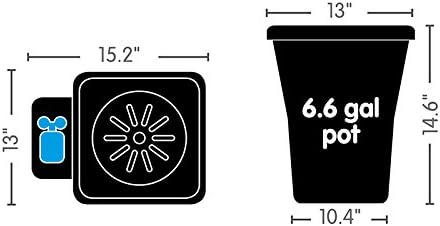 AutoPot 6 Pot XL System with 6.6 Gallon Pots and 25 Gallon FlexiTank - Self-Watering Gravity-Fed Hydroponic System - Indoor Blacl
