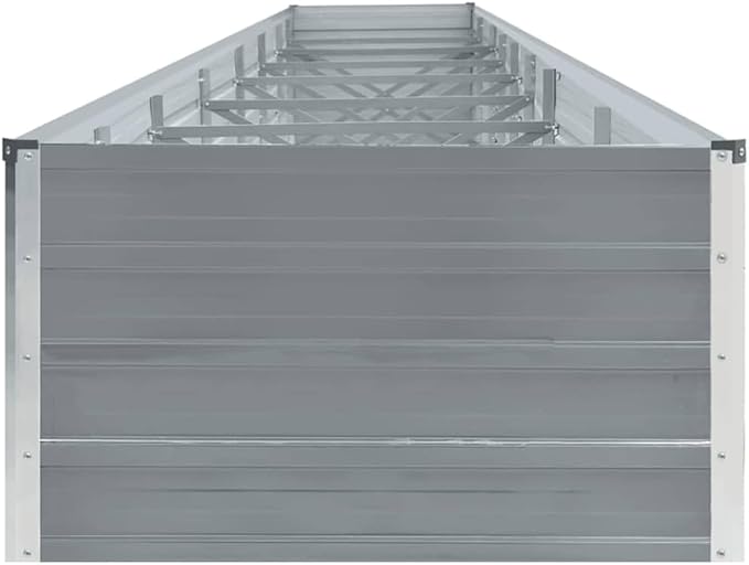 Gray Galvanized Steel Raised Garden Bed 236.2x31.5x17.7 inch Large Rectangular Outdoor Planter Box for Vegetables Herbs Flowers