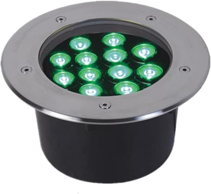 2pcs/lot AC220V/12V 9w/12w LED Round Inground Lamp 304 Stainless Steel Cover Red/Yellow/Blue/Green/Purple Light IP67 Waterproof LED Embedded Spotlight (Size : 12w-AC220V- Warm White)