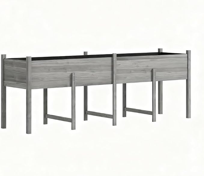 Large Elevated Planter BoxWooden Raised Garden Bed with LegsBed Liner and Drain Holes