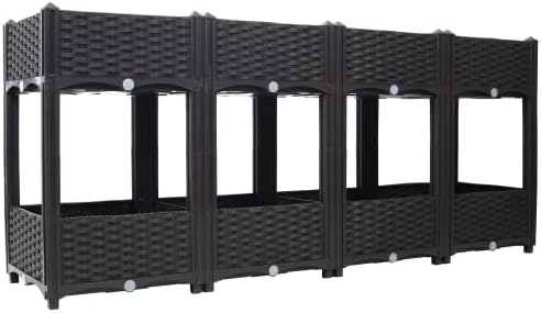 LuckyNote】Planter Raised Beds - Elevated Planter Garden Box with Drainage Plug Raised Garden Beds for Vegetable/Flower/Herb Outdoor Standing Planter Beds Gardening Kit63x15.7x27.7 (Brown)