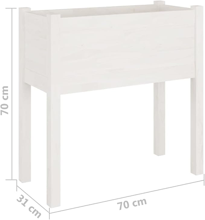 Wooden Garden Planter Box Stand with Legs Outdoor Raised Garden Bed Garden Yard Wood Box for Vegetables Flowers Herbs White 27.6x12.2x27.6 Solid Wood Pine