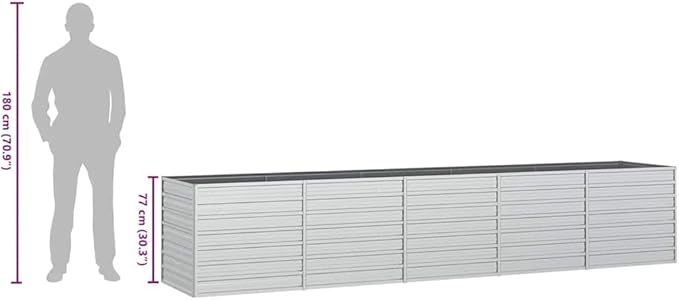 Galvanized Steel Raised Garden Bed 157.5x31.5x30.3 Inch Large Rectangular Outdoor Planter for Vegetables Herbs Flowers Silver Finish