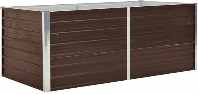 Galvanized Steel Large Raised Garden Bed - 63x31.5x17.7 Metal Outdoor Planter Box for Flower Plant Vegetable &amp Gardening Beds Brown