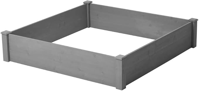 Raised Garden Bed 48x48x10'' Outdoor Wooden Planting Bed Over Floor for Vegetables Gardening Flowers Planter Raised Bed Box Tool-Free Assembly