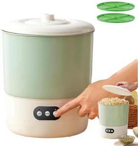 Smart Bean Sprout Machine Bean Sprouter Growing Machine with 2 Layer Large Capacity 3 Different Seasons Modes 360°Sprinkling Sprouting Kit for Radish