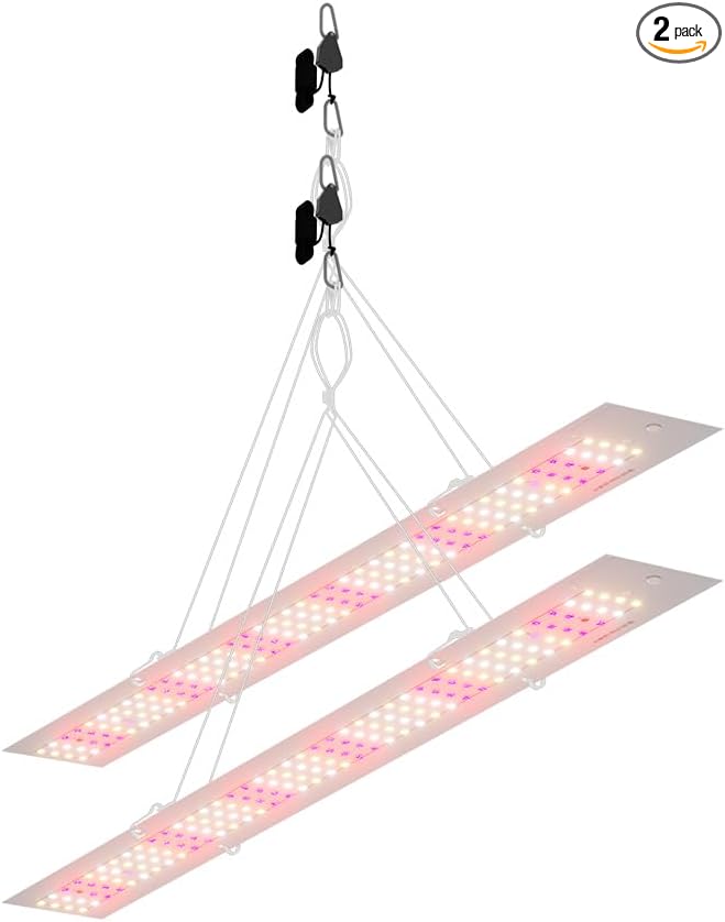 2Pcs 200W Indoor Grow Lights 100-277V Hydroponic System Lamps UV/IR Flowers Seedings Fill Lamp Sunlight Greenhouse Tent Vegs Succulent Moss Fruits Potting Cactus Lighting US Plug with Hook Hanging