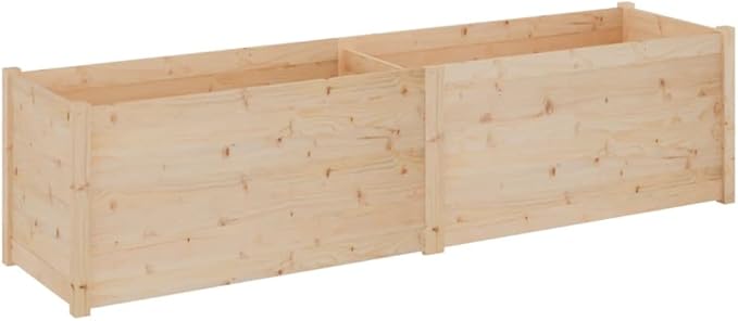 Natural Pinewood Planter for Landscape Garden Retaining Wall or Fence | Durable Solid Raised Bed and Welded Wire Cage - 78.7x19.7x19.7 in