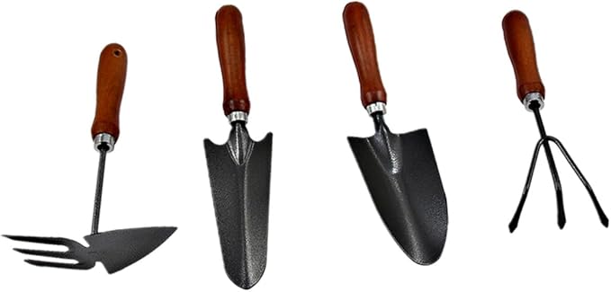 Luxshiny 4pcs Mini Garden Tool Set with Thickened Painted Iron Shovels Wooden Handles for Planting and Gardening Outdoors