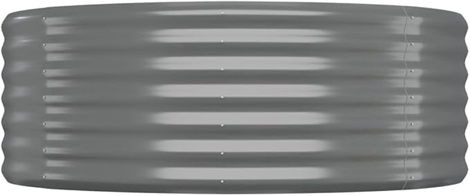 Extra Large Oval Grey Powder Coated Steel Raised Garden Bed 155.9 x 155.9 x 14.2 in Modern Raised Planter Box for Balcony Patio Yard
