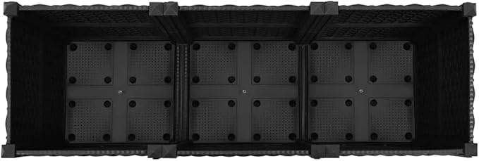 Raised Planter Box 47.2x15.7x15 Matte Black Durable Polypropylene Rectangular Outdoor Garden Bed for Balcony Patio Herb Flower Vegetables