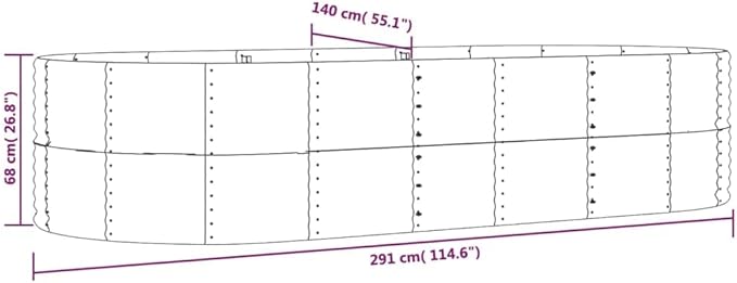 Garden Raised Bed Gray 114.6x55.1x26.8 Powder-Coated Steel Plant Pota Pots for Plants Large Planter Pot Outdoor Planters for Porch for Outdoor Plants Gardening Porch