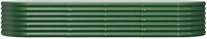 Garden Raised Bed Powder-Coated Steel Planter Boxes Outdoor for Vegetables Fruits Flower 88.2x31.5x14.2 Green-765