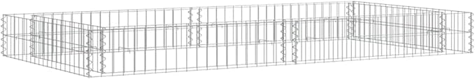 Silver Galvanized Steel Gabion Raised Bed 78.7 x 39.4 x 7.9 in Large Modern Garden Fence Planter Frame for Patio Privacy Screen Outdoor Landscaping