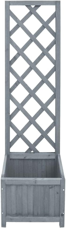 Trellis Planter Gray Solid Firwood Medium 15.7 x 15.7 x 53.1 Durable Raised Garden Bed for Climbing Plants Outdoor Patio Decor
