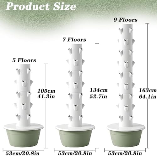 Hydroponics Growing System Tower - Indoor Vertical Garden Planter Kit with Pump and Movable Water Tank 5 Layer Hydroponics System for Smart Gardening