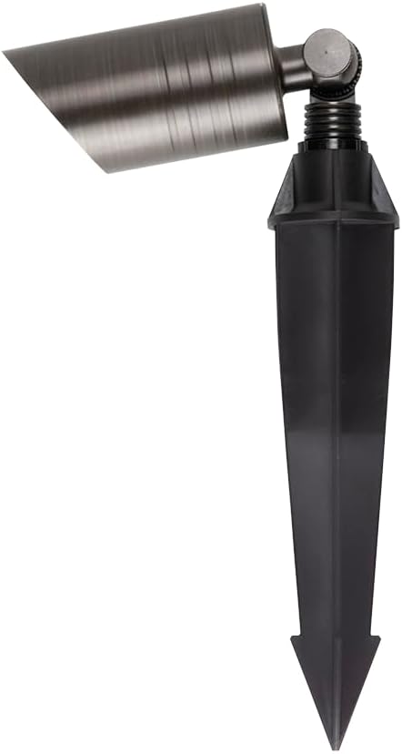 W58371 Proline RAL-8100 2-Pack Low Voltage LED Landscape Spotlight – Solid Brass Bronze Finish 12V Outdoor Lighting for Path Accent &amp Garden – Heavy-Duty Adjustable Fixture with Stake