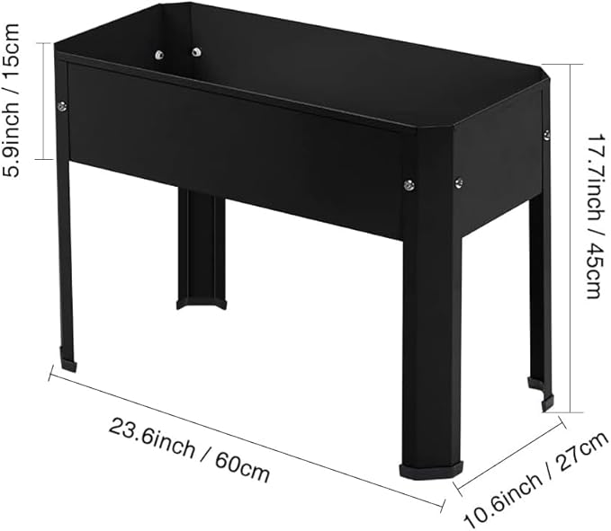 Elevated Planter Box Raised Garden Bed Galvanized Steel Planter Box with Legs for Flower Fruit Herb Vegetable Growing (Black)