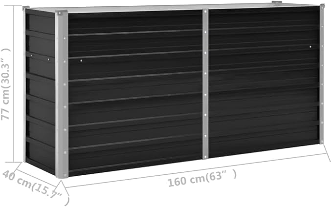 YAFF Garden Raised Bed Anthracite 63x15.7x30.3 Galvanized Steel (22.132lbs)
