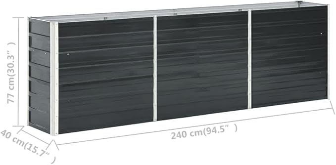 Galvanized Raised Garden Bed 94.5 x 15.7 x 30.3 in Anthracite Metal Planter Box for Vegetables Herbs Flowers Balconies Patios &amp Backyards