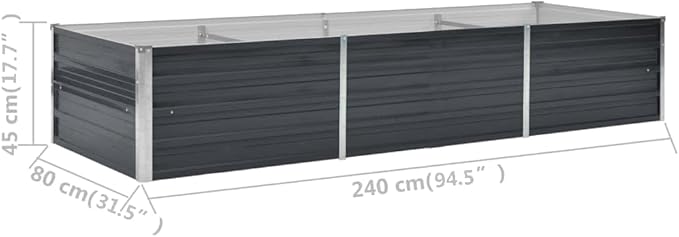 Galvanized Steel Raised Garden Bed 94.5x31.5x17.7 Anthracite Rectangle Planter for Outdoor Veggies &amp Flowers Patio/Yard