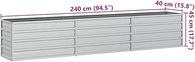 Large Galvanized Steel Raised Garden Bed Rectangular Silver Planter for Outdoor Plants Durable Metal Garden Bed for Vegetables Herbs Flowers 94.5 x 94.5 x 17.7 in