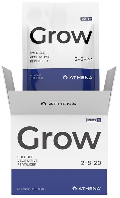 Athena Pro Grow | Dry Soluble Hydroponic Fertilizer for Vegetative Growth | Plant Food with NPK 2-8-20 | Professional-Grade Nutrients for Soil &amp Hydroponics | 25 LB Box