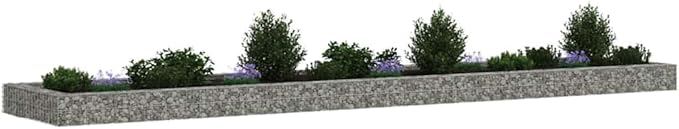 Gabion Raised Garden Bed Silver Galvanized Steel 196.9 inch Large Rectangular Outdoor Planter Box for Vegetables Flowers Durable Metal Construction