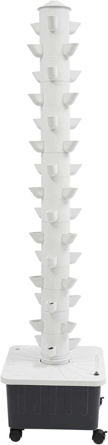 LOYALHEARTDY Hydroponics Growing System Kit Vertical Hydroponic Tower with Water Pump &amp Wheels 15 Layer 45 Plants Sites Indoor Gardening System for Vegetable Strawberries Lettuce