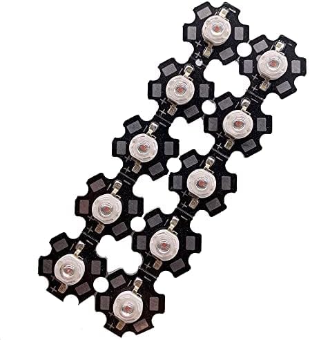 100PCS 3W High Power LED Diodes Cold/Warm White/Red/Green/Blue/Yellow 660nm 445nm Plant Grow Light Source with 20mm Star PCB (Red 620nm-625nm)