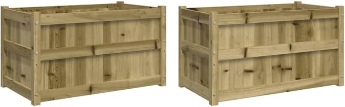 2pcs Wooden Garden Planter Box Outdoor Flower Box Wood Flower Boxes for Outdoor Plants Raised Garden Bed Planter Box Impregnated Wood Pine-283