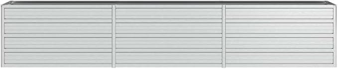 Rectangular Raised Garden Bed Silver Galvanized Steel Planter for Outdoor Plants Durable Metal Garden Box 94.5x94.5x17.7 Inch Large Capacity for Vegetables Herbs Flowers