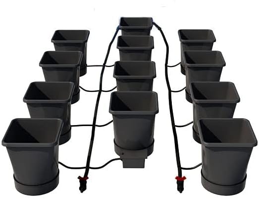 AutoPot 12 Pot XL System with 6.6 Gallon Plastic Pots and No Tank - Self-Watering Gravity-Fed Hydroponic System (12PotXL - 6.6 Gallon - No Tank) Indoor Black