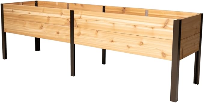 Gardener's Supply Company Elevated Cedar Raised Garden Bed | 2' x 8' Heavy Duty Standing Planter Box with Aluminum Corners for Outdoor Plants Vegetables Flowers | Perfect for Patio &amp Backyard