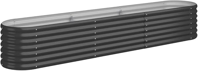 Garden Raised Bed Powder-Coated Steel Anthracite 88.2x15.7x14.2 Large Outdoor Planter Elevated Garden Bed for Vegetables Herbs Flowers and Plants