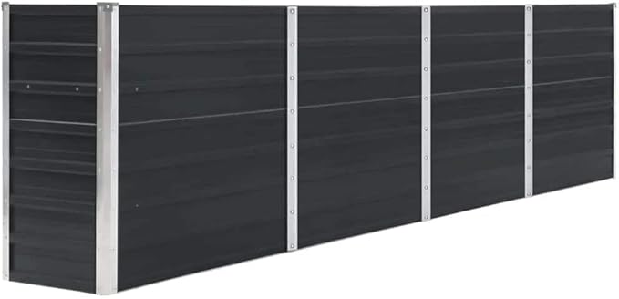 126x126x30 Anthracite Galvanized Steel Large Rectangular Raised Garden Bed Planter Box for Outdoor Patio Gardening Modern Planter for Vegetables &amp Flowers with Safety Edge