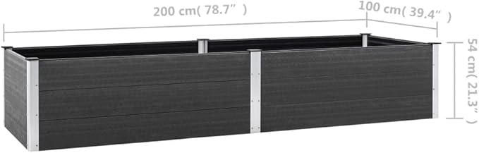 Garden Raised Bed 78.7x39.4x21.3 WPC Gray Grey 63.8 lbs