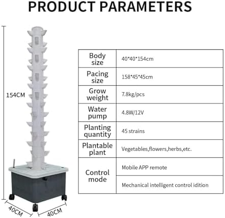 45-Hole hydroponic Planting Tower Hydroponic Tower Planting Points Indoor Vertical ing Greenhouse Farm hydroponic Planting kit (A)