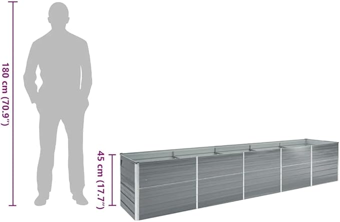Galvanized Steel Raised Garden Bed 157.5 x 31.5 x 17.7 in Grey Metal Planter Box Large Outdoor Elevated Vegetable Flower Bed Patio Yard
