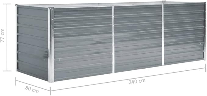 Raised Bed Grey Galvanized Steel Indoor Plant Holders Cactus planters Succulent pots for Outdoor Indoor 94.5x31.5x30.3 in Sturdy