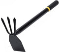 Garden Tool Set 4 PCS Heavy Duty Carbon Steel Gardening Tool Set with Non-Slip Rubber Grip Rake Shovel Outdoor Hand Tools Set Beach Combing Tool Kit Unisex Gifts for Seniors (Dual-Purpose Hoe)