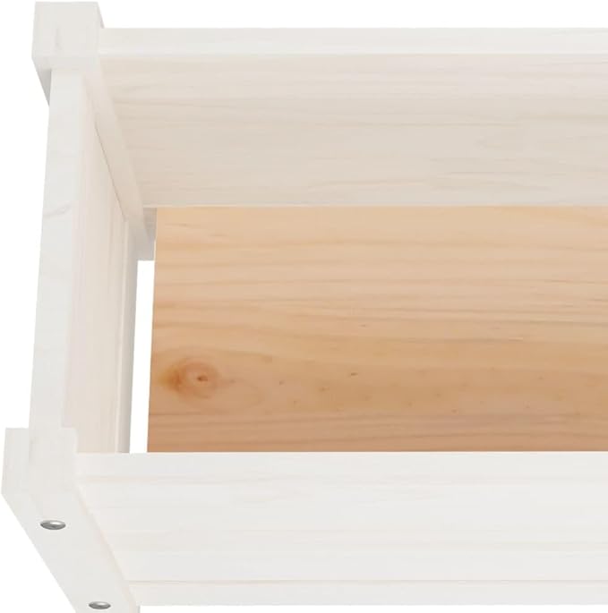 2 Pack White Solid Pine Wood Raised Garden Bed 59.1 Rectangular Outdoor Planters for Vegetables Flowers Herbs Durable Patio Gardening Clearance Deals
