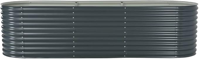 Raised Garden Bed Kit for Vegetables Flower Galvanized Metal Planter Boxs Large Garden Bed Metal Plant Stakes 126x31.5x31.9 Galvanized Steel Gray
