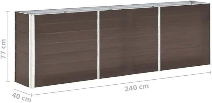 Garden Raised Bed Outdoor planters Garden Bed Planter Boxes Outdoor Suitable for Backyard Patios Flowers Restaurants Galvanized Steel 94.5x15.7x30.3 Brown
