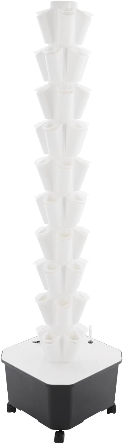 Hydroponic Growing Tower 50 Pods Vertical Garden System with Water Pump &amp 6.6Gal Water Tank Hydroponic Planting System Kit with 4 Wheels for Vegetable Strawberry Lettuce Herb